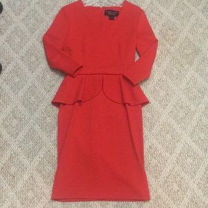 Marc Bouwer Tomato Red Peplum Dress Size 6